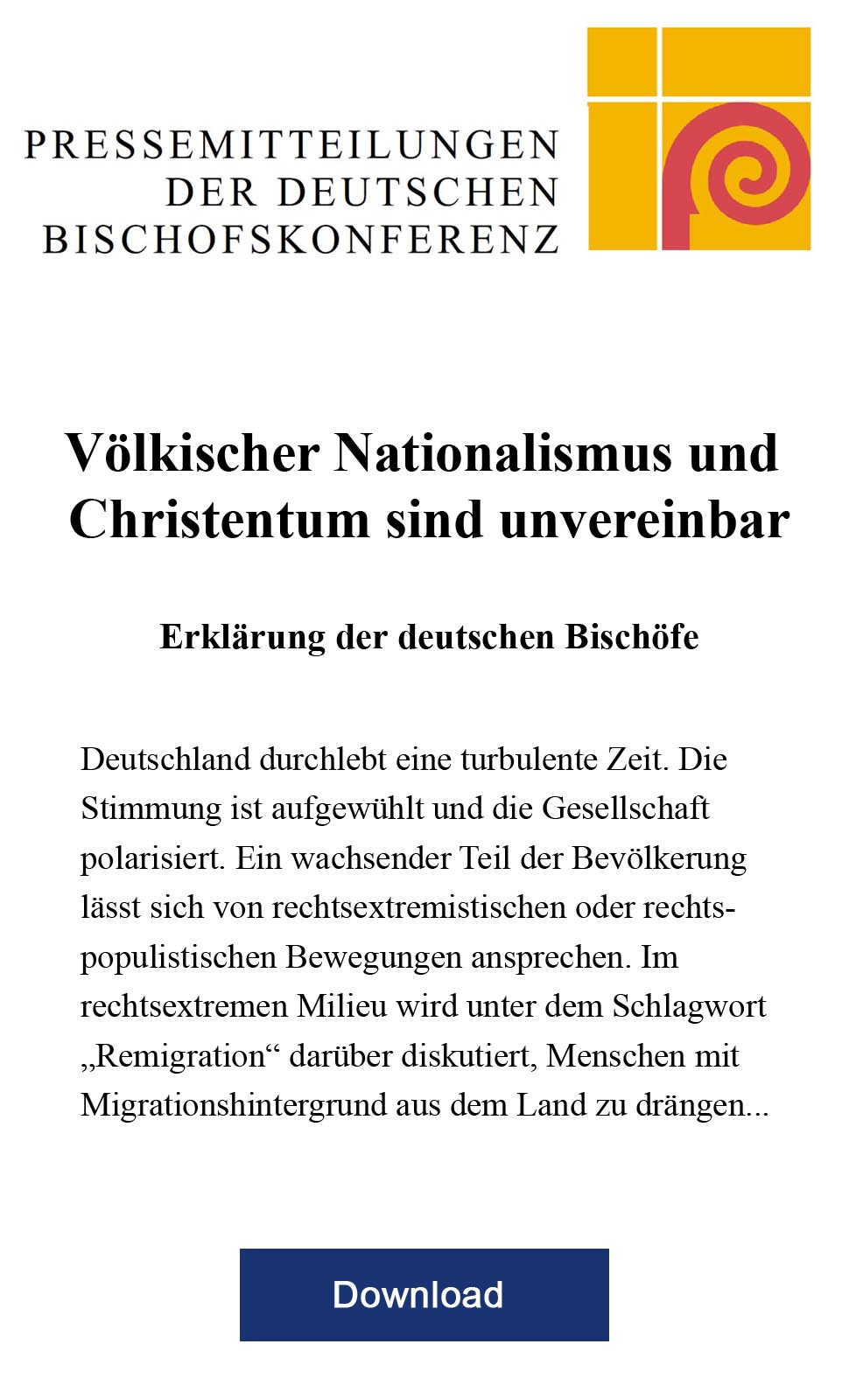 Pressemitteilung der Deutschen Bischöfe